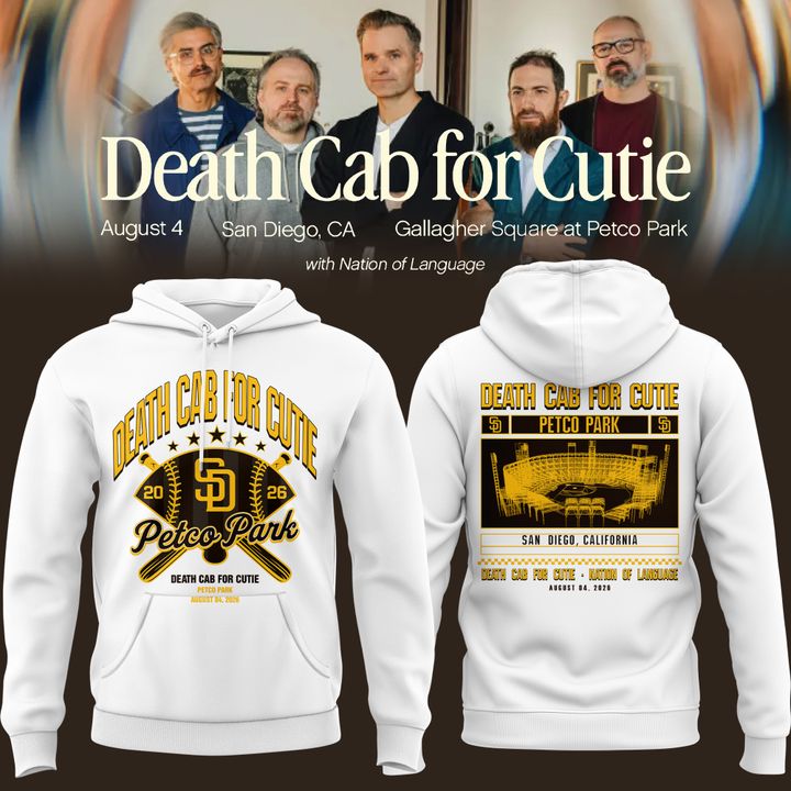 Death Cab for Cutie: I Built You A Tower World Tour x San Diego Padres White Hoodie
