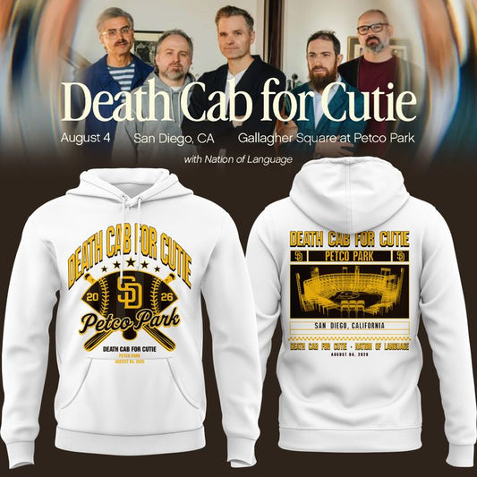 Death Cab for Cutie: I Built You A Tower World Tour x San Diego Padres White Hoodie