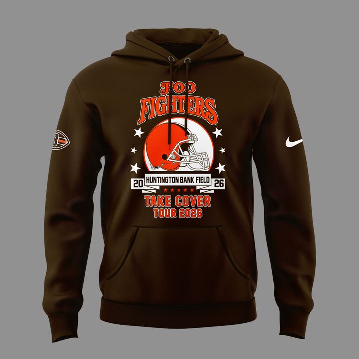 02.55. Perfect Hoodie Foo Fighters x Cleveland Browns Mascots - Take Cover Tour 2026 Hoodie