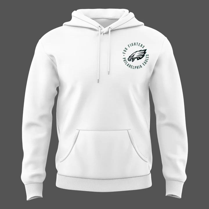 02.26. New White Hoodie Foo Fighters x Philadelphia Eagles - Take Cover Tour 2026 Hoodie
