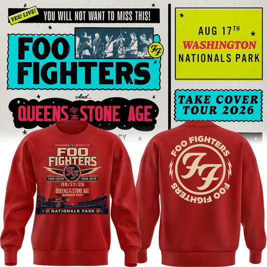 Limited Edition Foo Fighters x Nationals Park – Take Cover Tour 2026 sweat