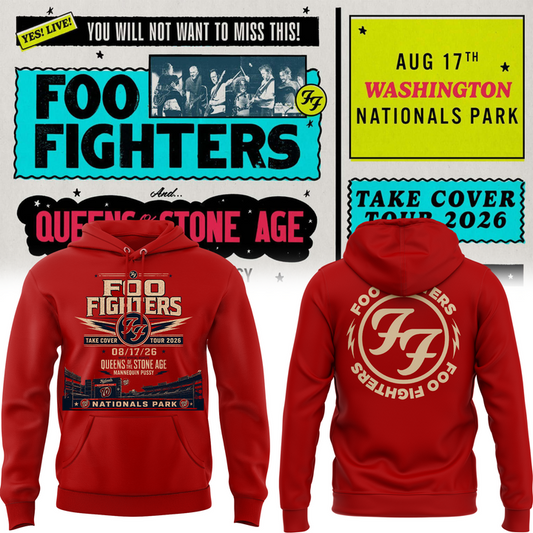 Limited Edition Foo Fighters x Nationals Park – Take Cover Tour 2026 hoodie