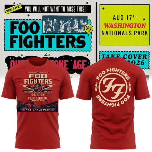 Limited Edition Foo Fighters x Nationals Park – Take Cover Tour 2026 T-Shirt