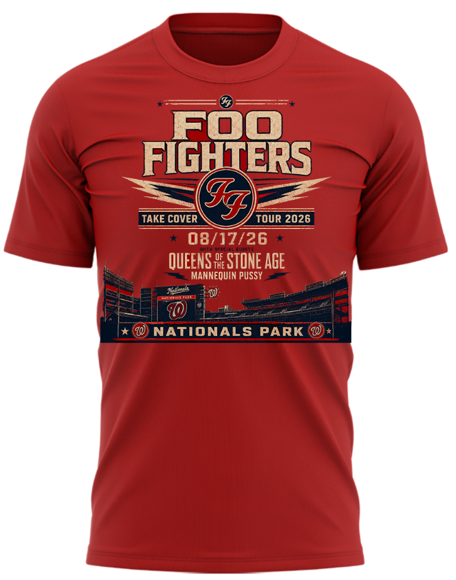 Limited Edition Foo Fighters x Nationals Park – Take Cover Tour 2026 T-Shirt
