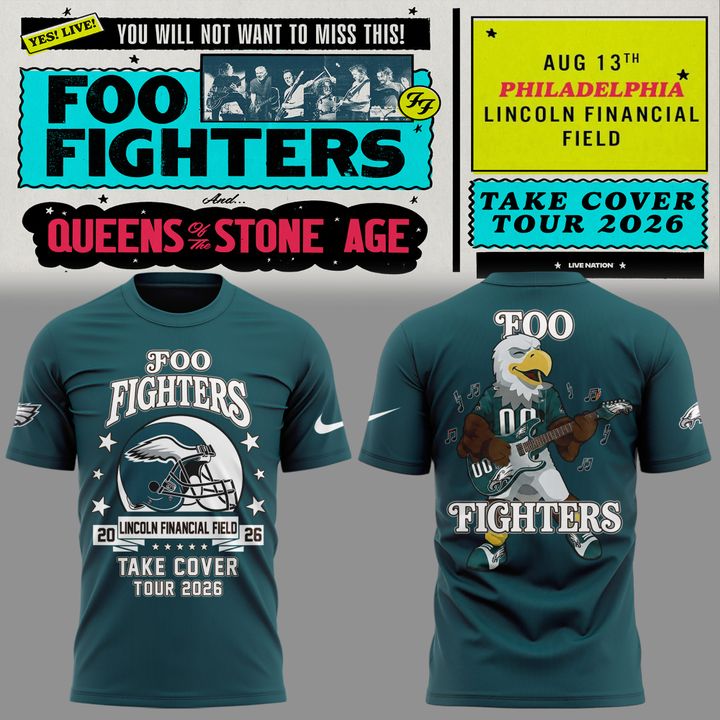 02.20. Limited Edition Foo Fighters x Philadelphia Eagles - Take Cover Tour 2026 T-Shirt