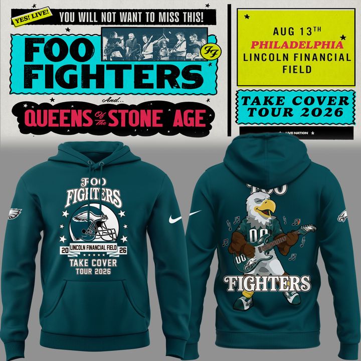 02.25. Limited Edition Foo Fighters x Philadelphia Eagles - Take Cover Tour 2026 Hoodie