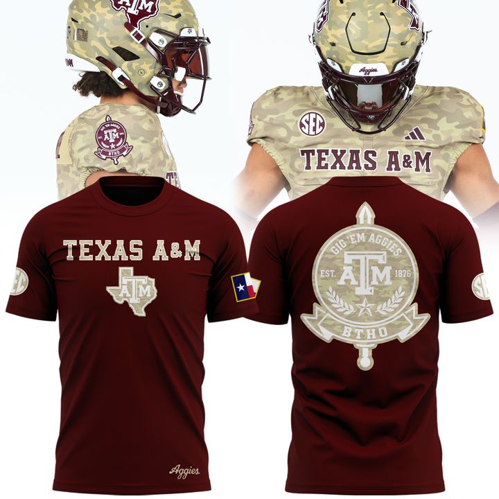 Texas A&M Aggies Honor & Support Camo Logo T-Shirt