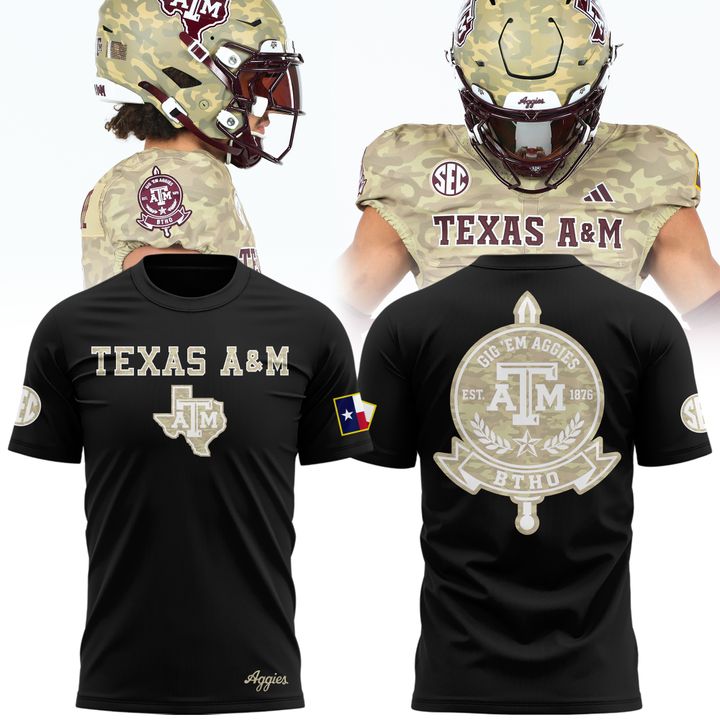 Texas A&M Aggies Honor & Support Camo Logo T-Shirt