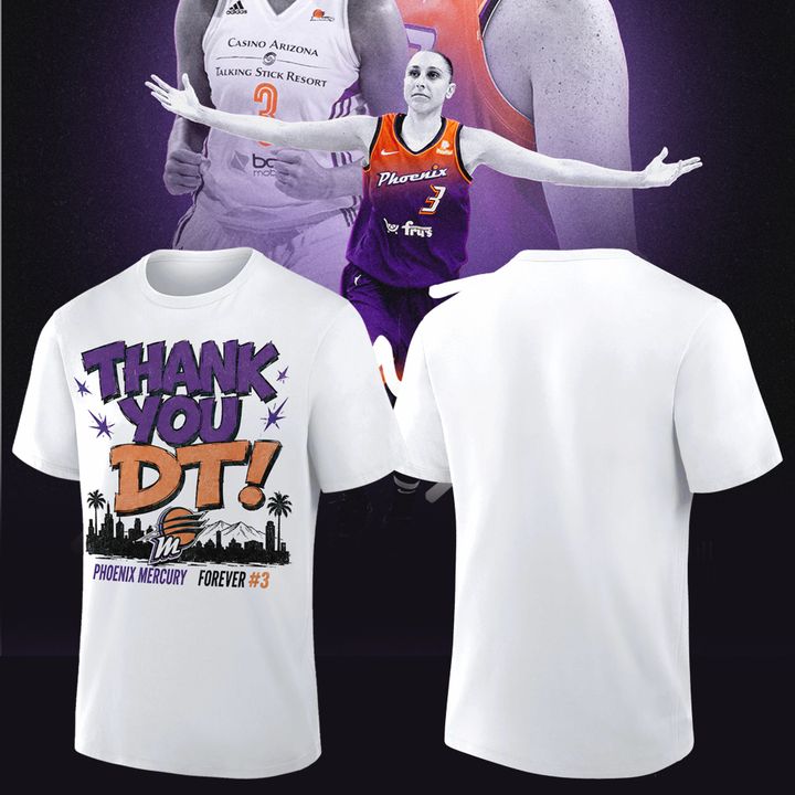 3. Unisex Diana Taurasi White Phoenix Mercury 20 Years 1 Team Portrait T-Shirt