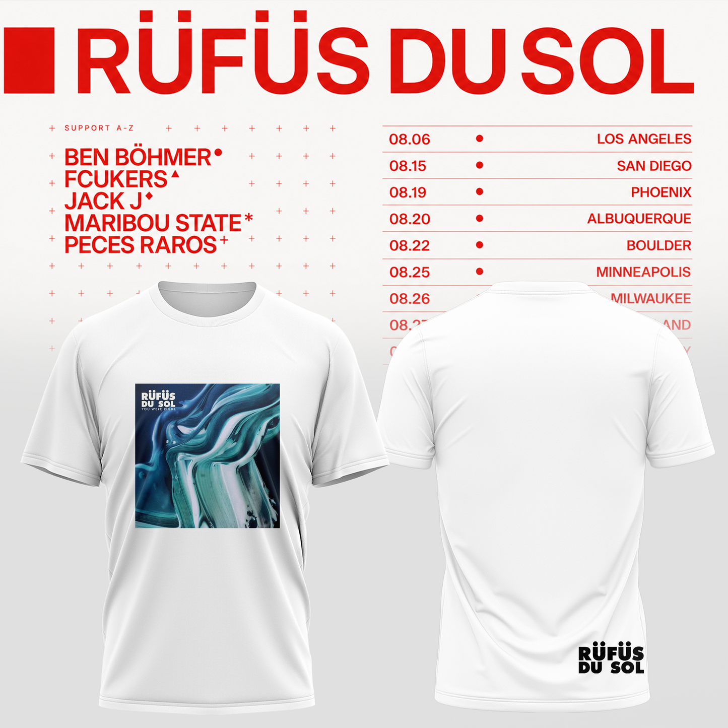 RÜFÜS DU SOL 2026 Tour Merchandise Tshirt