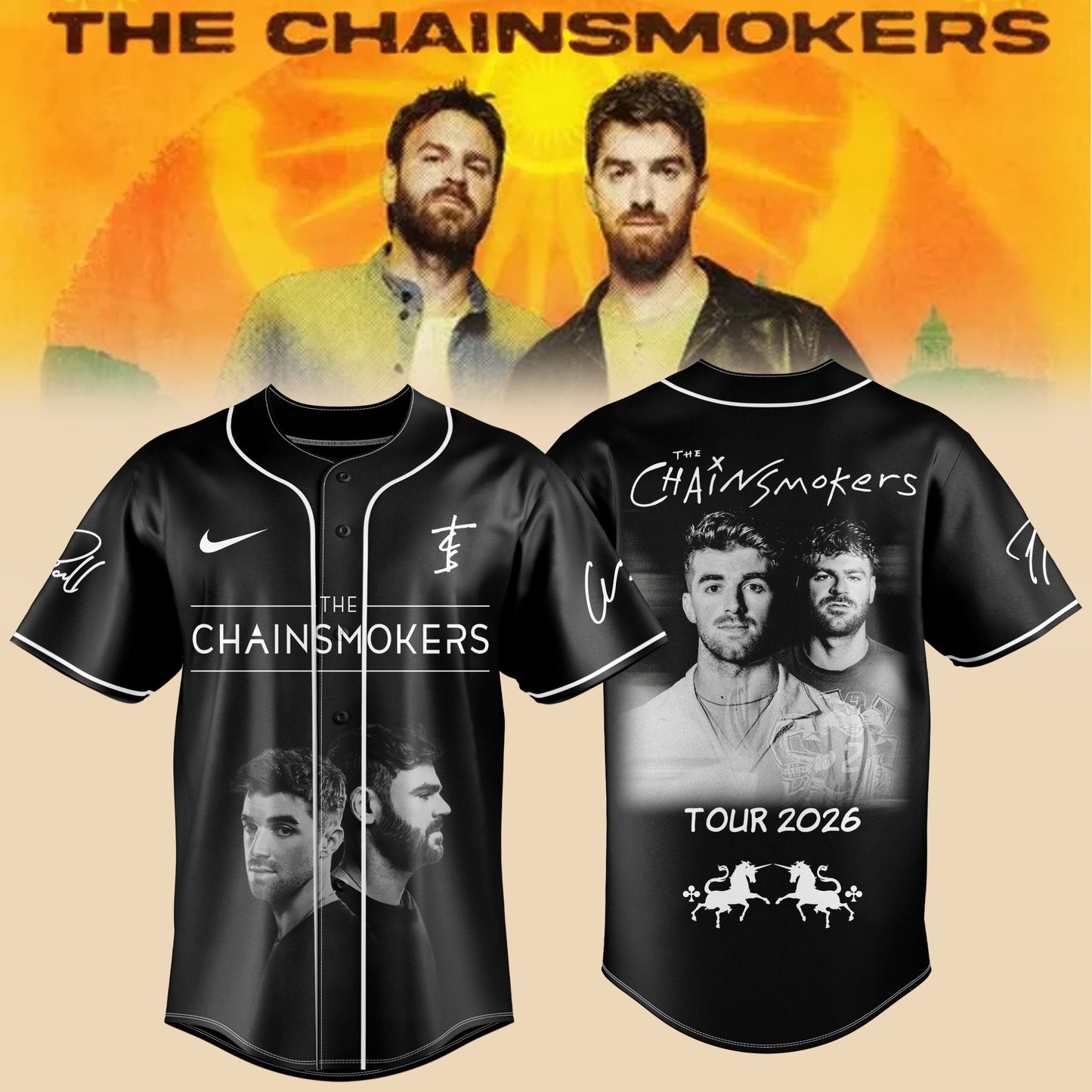 The Chainsmokers Tour 2026 Premium 3D Baseball Jersey V1